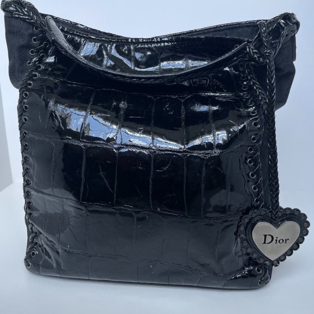Dior Black Patent Leather Shoulder Bag